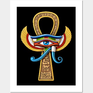 Egyptian Eye Of Horus Ankh Posters and Art